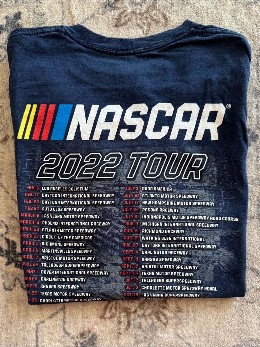 Nascar Navy Short Sleeve Tee with Multicolor Logo